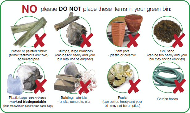 please do not place these items in your green bin