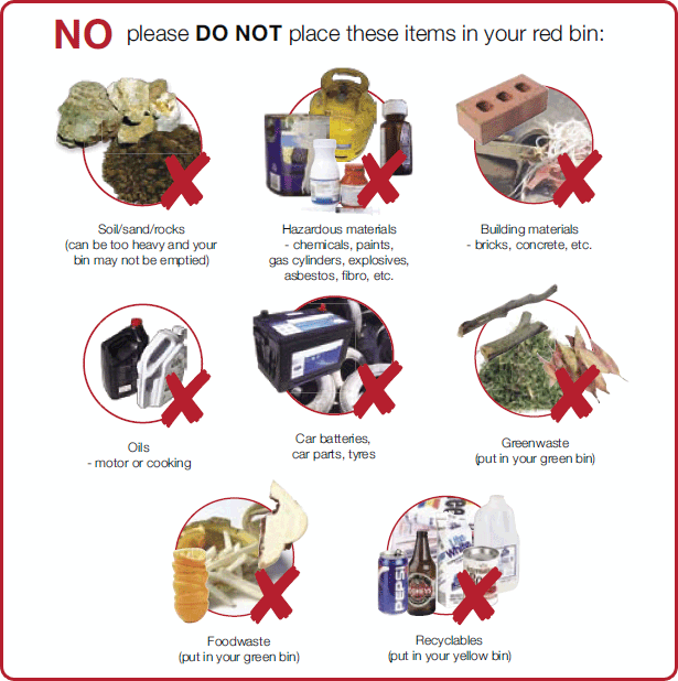 please do not place these items in your red bin