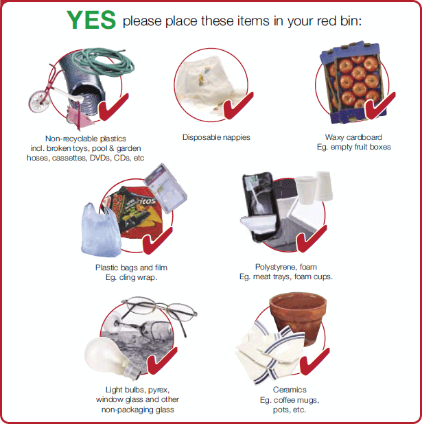 please place these items in your red bin