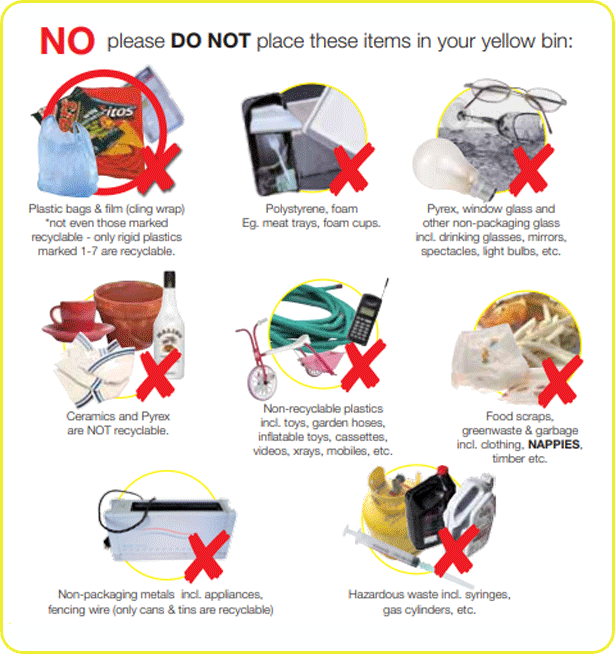 please do not place these items in your yellow bin